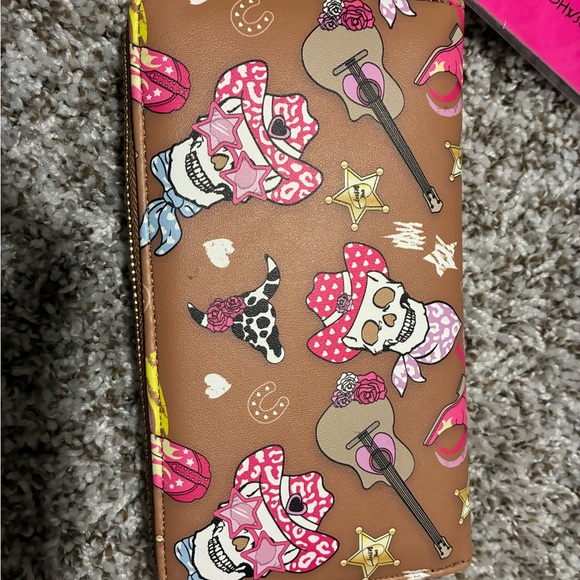 Betsey Johnson Brown Wallet with Pink and Gold Accents - Picture 3 of 6